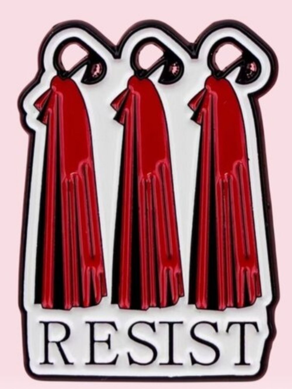 RESIST Red Enamel Brooch Statement Lapel Pin Handmaid's Tale Gilead Mayday